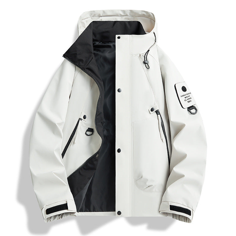 Herren wasserdichte Urban-Hardshelljacke mit verschweißten Nähten, verstellbarer Kapuze und Utility-Ärmeltasche EB