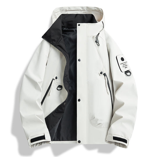 Herren wasserdichte Urban-Hardshelljacke mit verschweißten Nähten, verstellbarer Kapuze und Utility-Ärmeltasche EB
