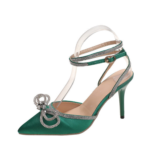 Damen elegante Slingback-Pumps mit funkelndem Schmuckverschluss EB