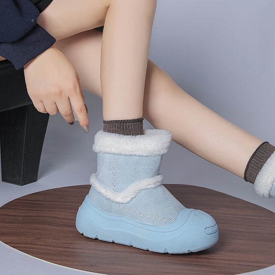 Damen gefütterte Winterboots mit hochwertigem Kunstfellkragen und rutschfester Sohle EB