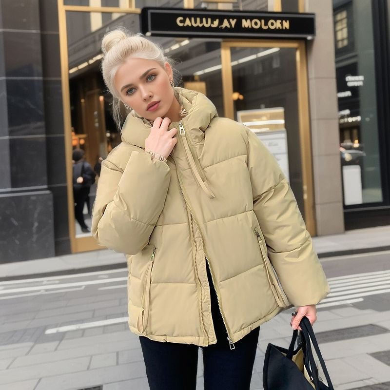 Damen modische Pufferjacke mit verstellbarer Kapuze und dicken Isolierungen EB