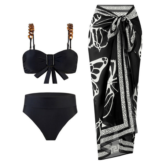 Damen Bikini-Set mit elegantem Wickelrock und raffinierten Trägerdetails EB