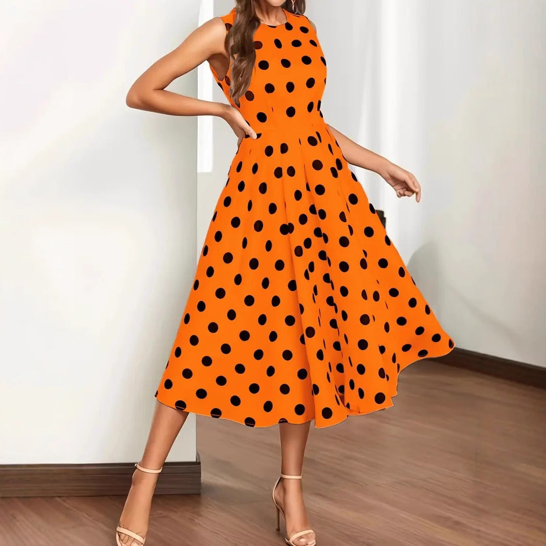Damen A-Linie Kleid mit Polka-Dots EB