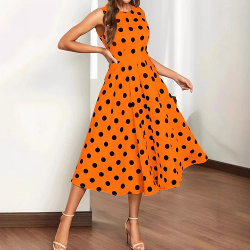 Damen A-Linie Kleid mit Polka-Dots EB