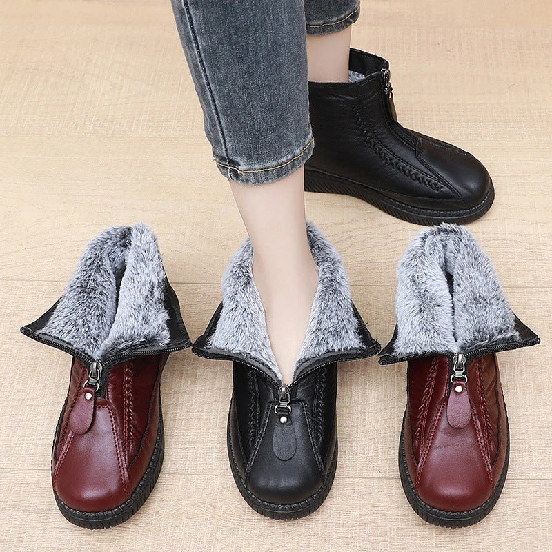 Damen Modische Stiefeletten mit doppeltem Reißverschluss und rutschfester Sohle EB