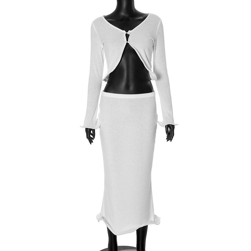 Damen festliches Ensemble mit enganliegendem Rock und elegantem Cardigan EB