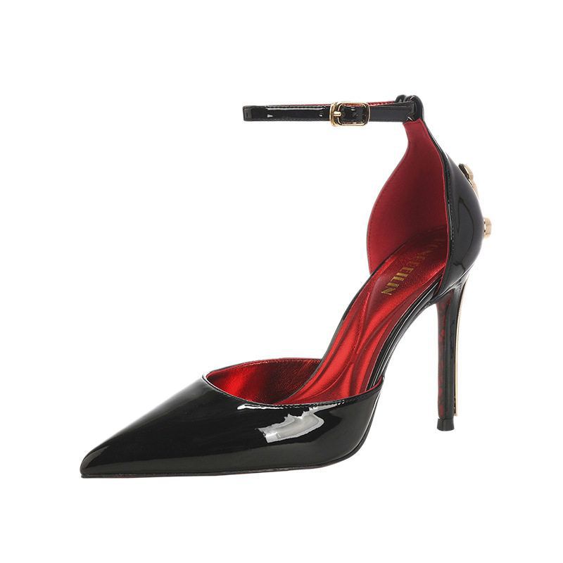 Damen elegante High Heel Pumps mit verstellbarem Knöchelriemen EB