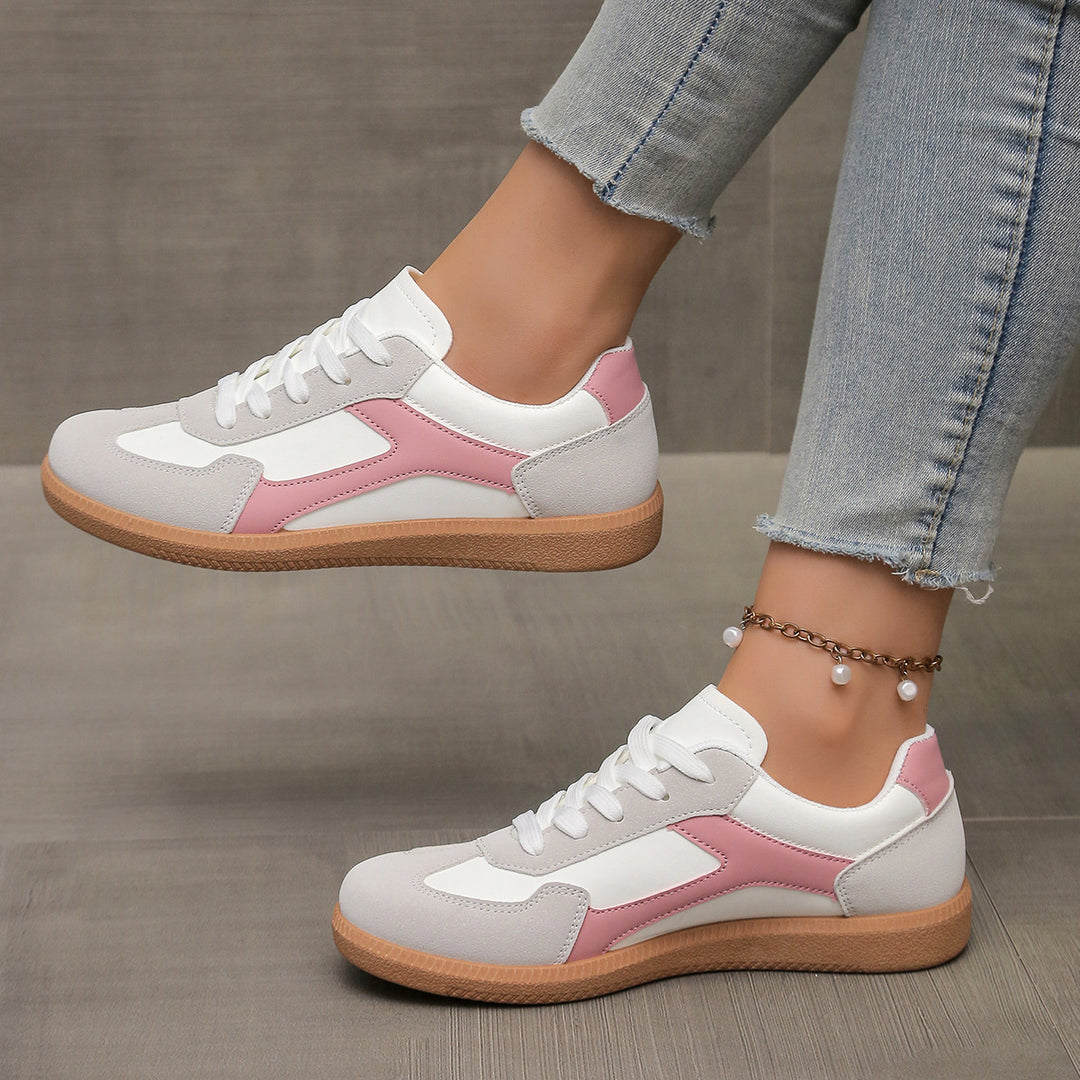 Damen sportliche Sneakers im Retro-Stil mit atmungsaktiver Oberflächenstruktur und rutschfester Sohle EB