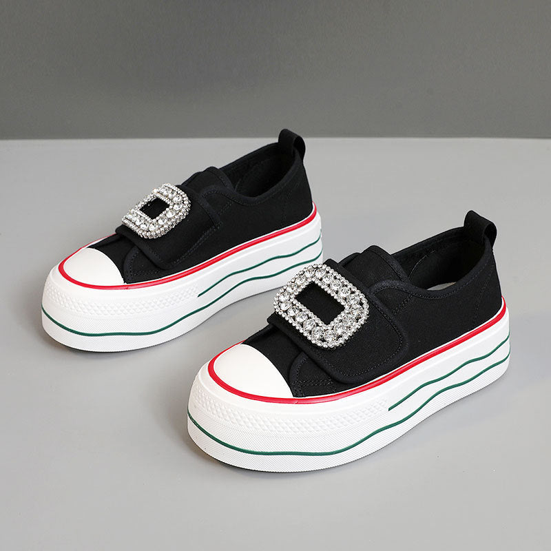 Damen Sneakers mit funkelndem Schnallen-Design und hoher Plattform EB