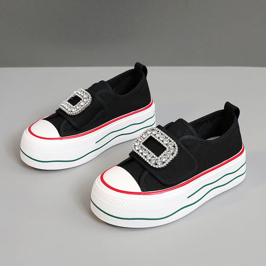Damen Sneakers mit funkelndem Schnallen-Design und hoher Plattform EB