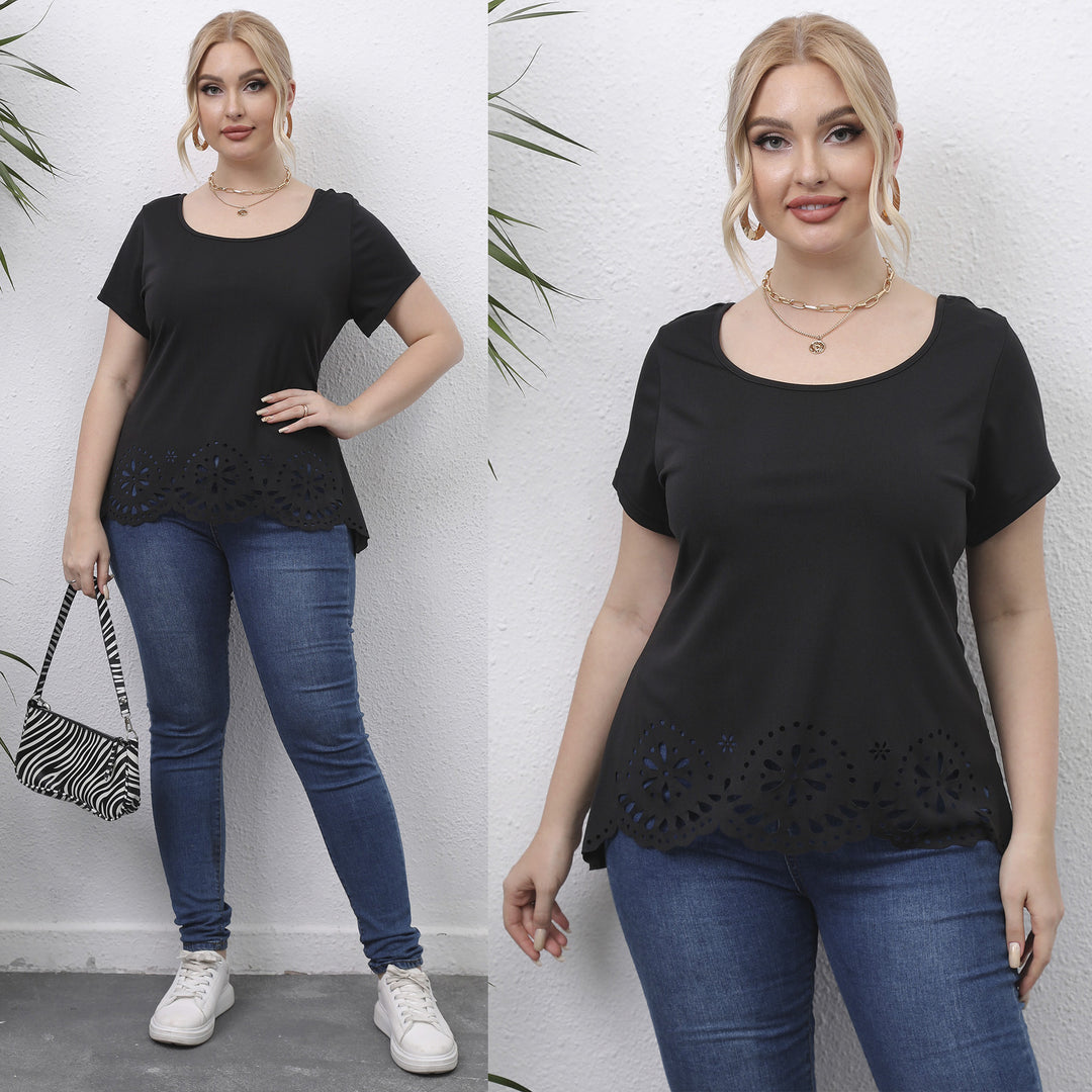 Damen Oberteil mit floralem Lochmuster EB
