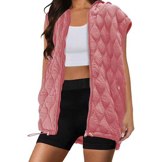Damen Weste mit Kapuze und gestepptem Design EB