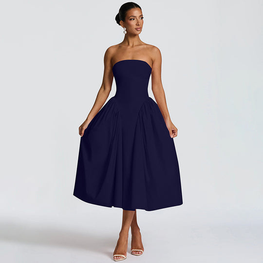 Damen Maxikleid mit schulterfreiem Design und fließendem Schnitt EB