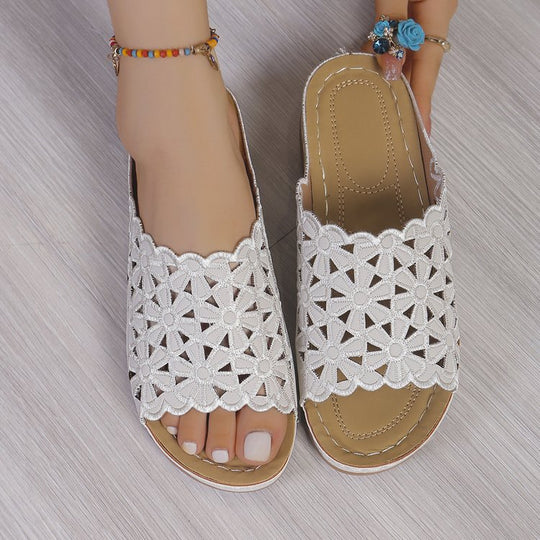 Damen Sandalen mit floraler Spitze EB