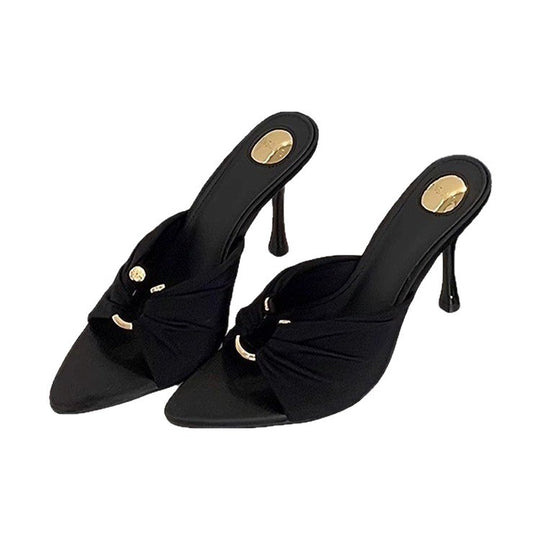 Damen elegante Mules mit geschwungenem Riemchen und zierlichen Details EB