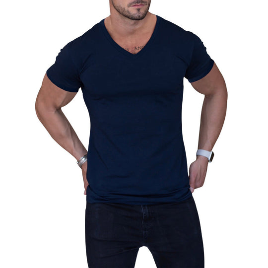 Herren V-Ausschnitt T-Shirt aus weichem Baumwollmix EB