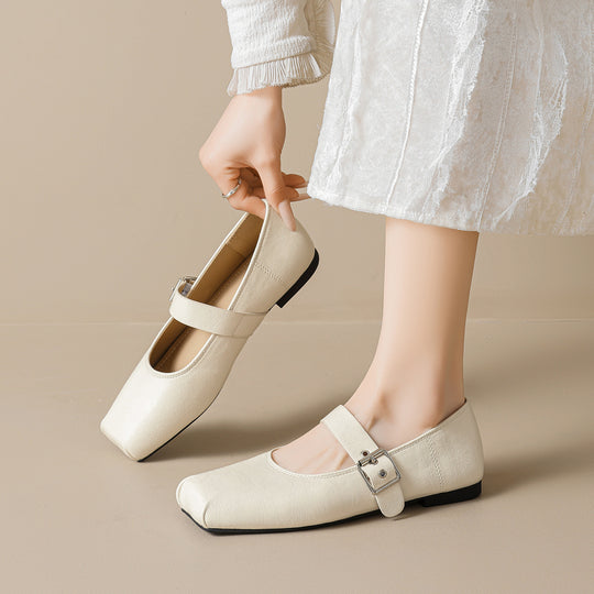 Damen Ballerinas mit modischem Riemenverschluss und orthopädischer Innensohle EB