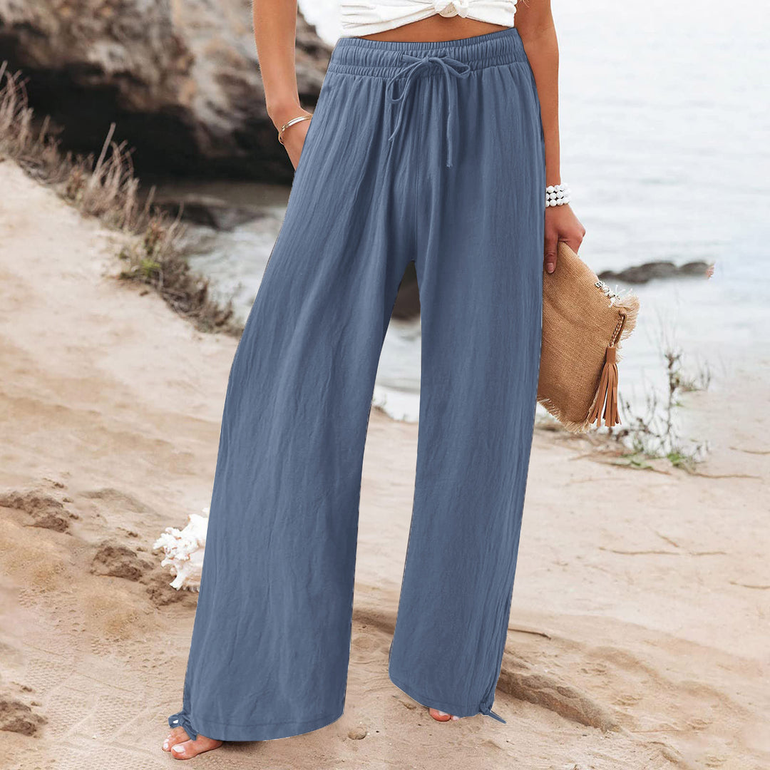 Damen Weite hose mit elastischem Bund und praktischen Taschen EB
