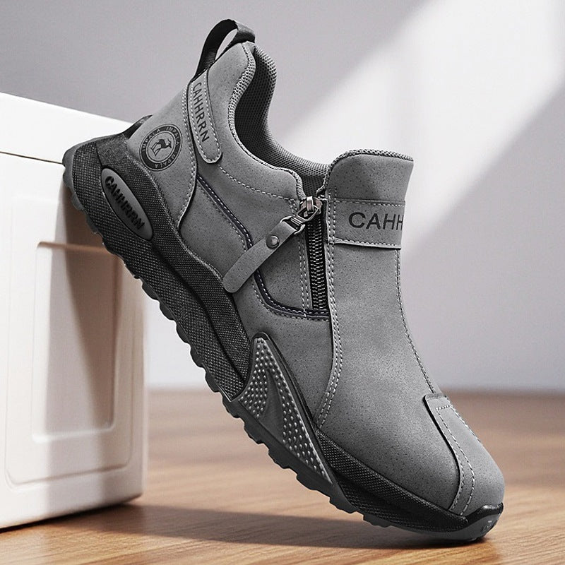 Herren robuste Outdoor-Sneaker mit seitlichem Reißverschluss, gepolstertem Knöchelkragen und griffiger Profilsohle EB