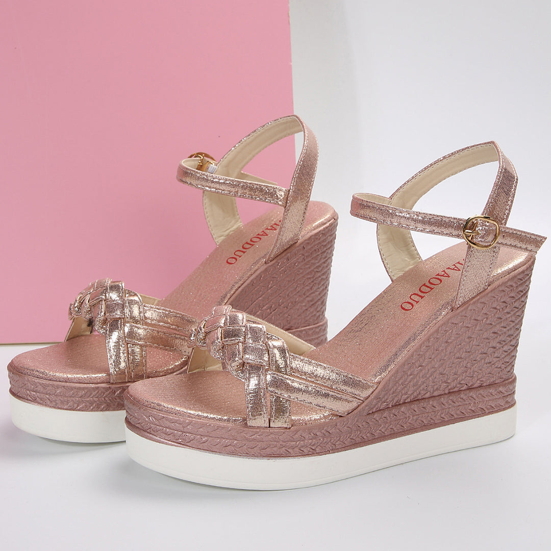 Damen Wedge-Sandalen mit verziertem Riemchen-Design EB