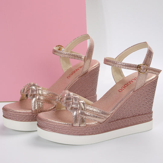 Damen Wedge-Sandalen mit verziertem Riemchen-Design EB
