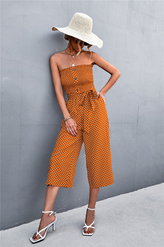 Damen Bandeau Jumpsuit mit lockerer Passform und Taschen EB
