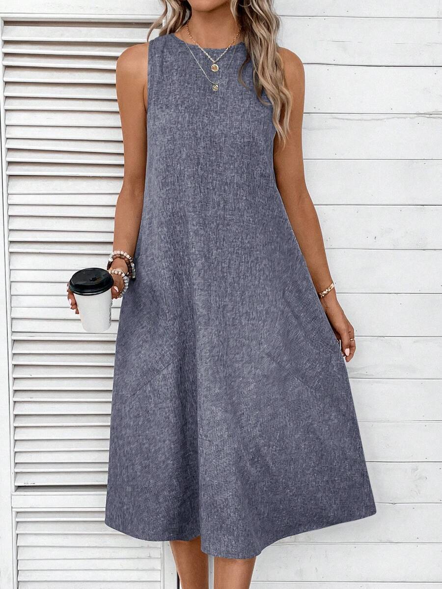 Damen lässiges Sommerkleid mit Taschen und bequemem Schnitt EB