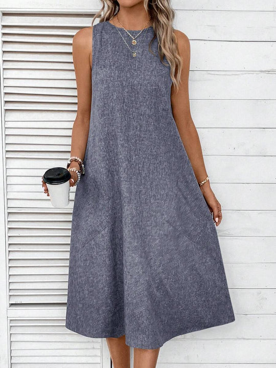Damen lässiges Sommerkleid mit Taschen und bequemem Schnitt EB