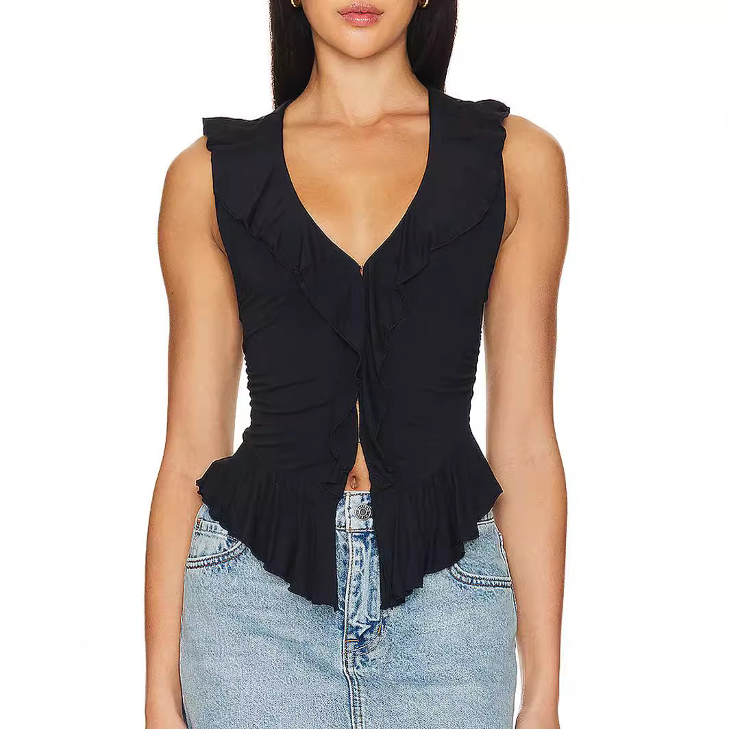 Damen Wickeloberteil mit Rüschendetails EB