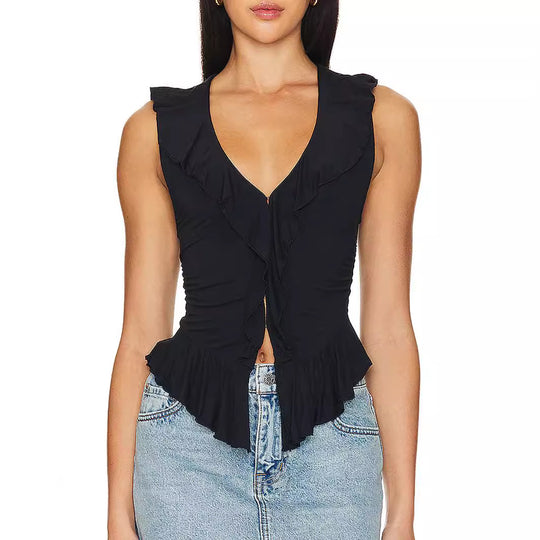 Damen Wickeloberteil mit Rüschendetails EB