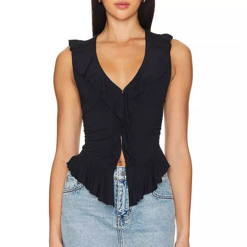Damen Wickeloberteil mit Rüschendetails EB