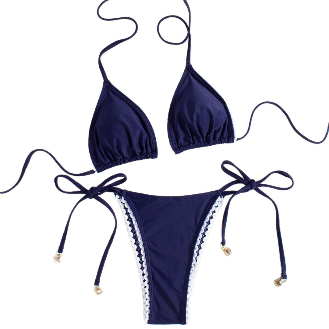 Damen Triangel-Bikini mit eleganter Rüsche und verschlusslosen Details EB