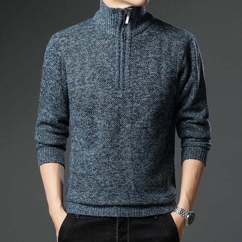 Herren modischer Pullover mit halb hochschließendem Reißverschluss und strukturiertem Design EB