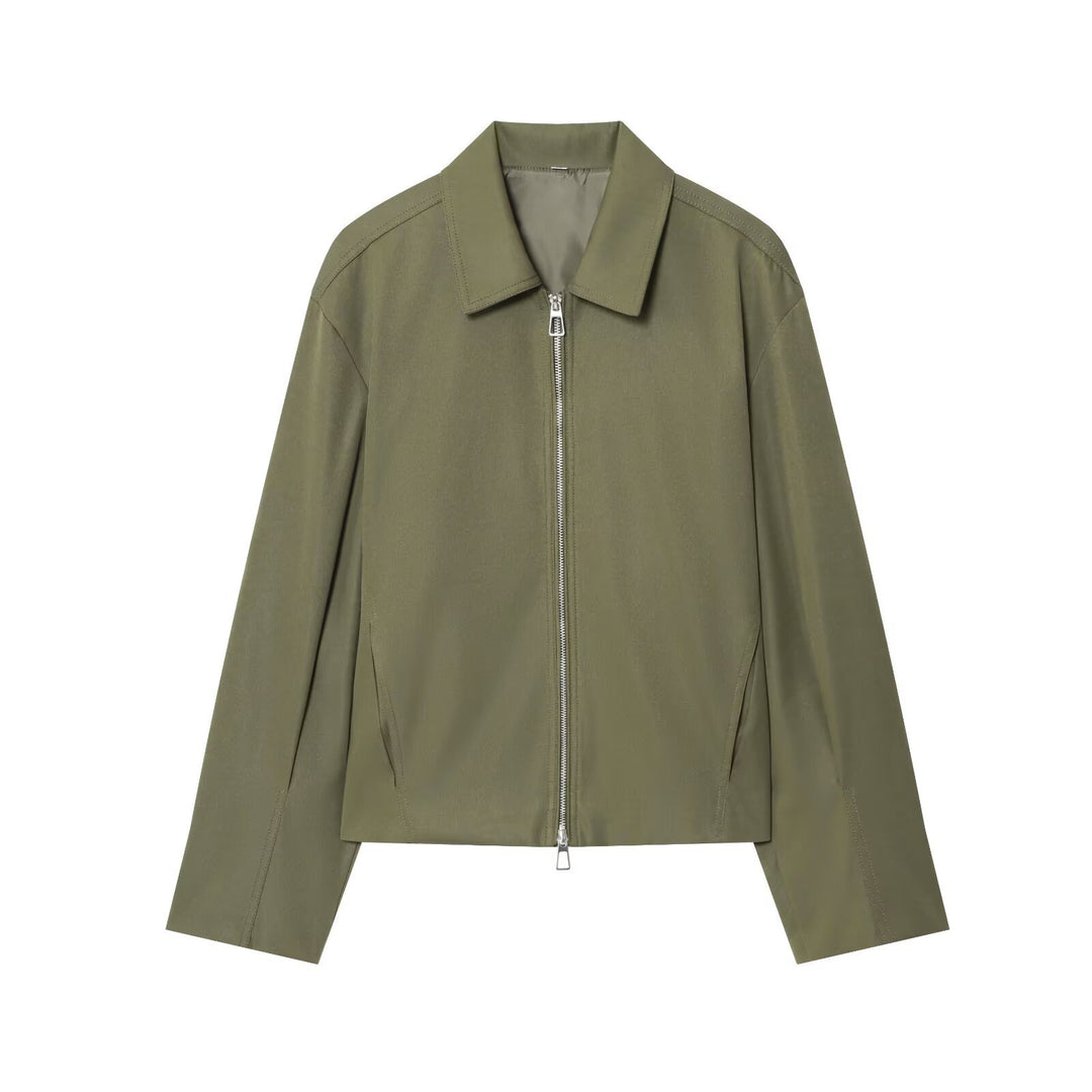 Damen modische Übergangsjacke mit leichtem Material und praktischen Taschen EB
