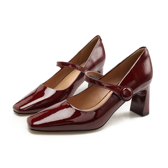 Damen elegante Pumps mit modischem Riemen und komfortablem Blockabsatz EB