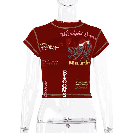 Damen Trendiges Crop-Top mit grafischen Prints EB