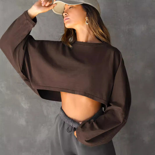 Damen lässiger Crop-Pullover EB
