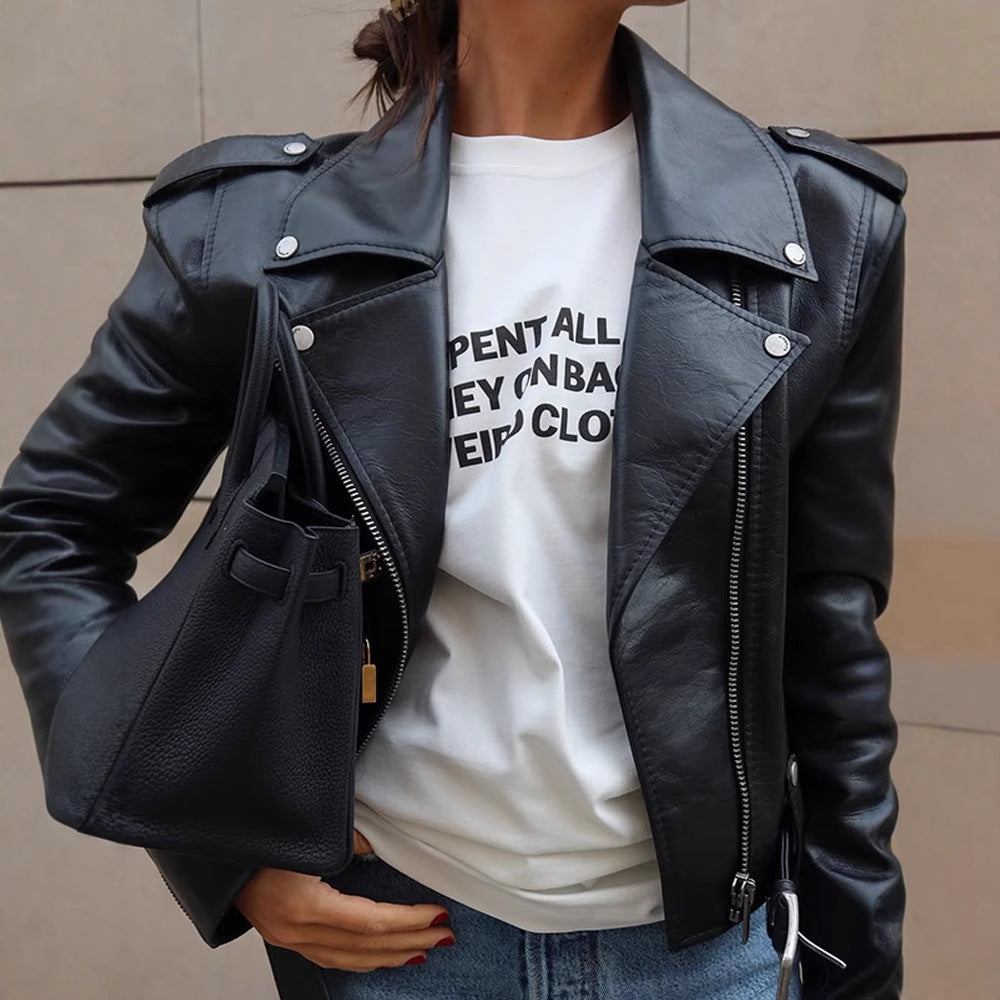 Damen Kunstlederjacke im Biker-Stil mit optimierter Passform EB