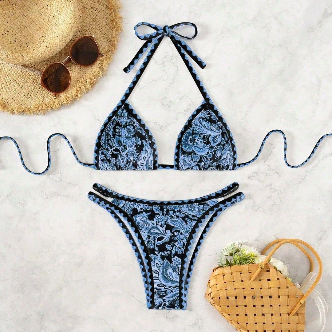 Damen Triangel-Bikini mit feinem Dekor EB