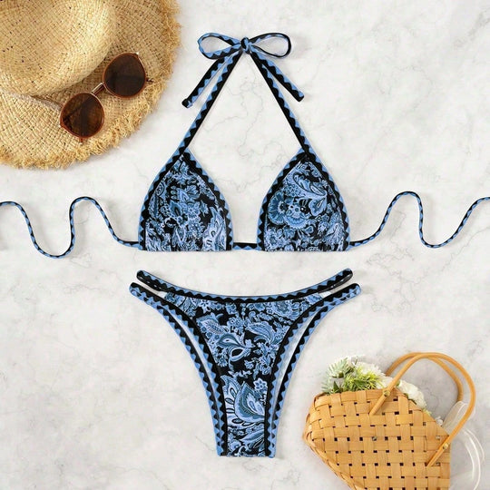 Damen Triangel-Bikini mit feinem Dekor EB