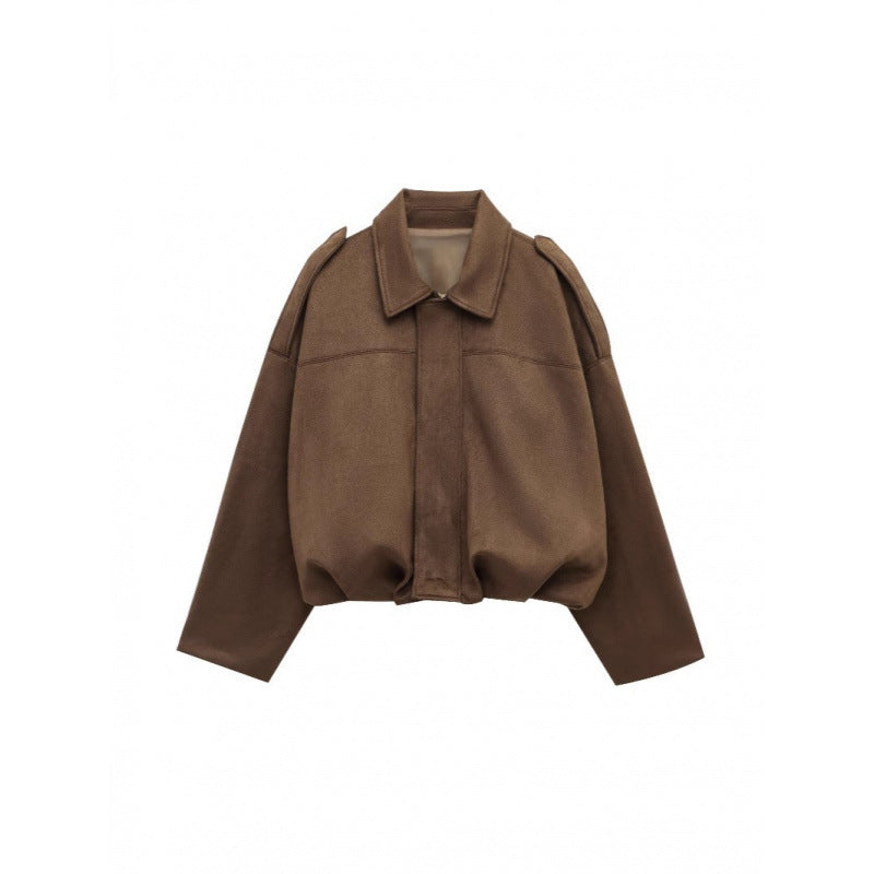Damen modische Oversize-Jacke mit verstecktem Bund und Schulterdetails EB