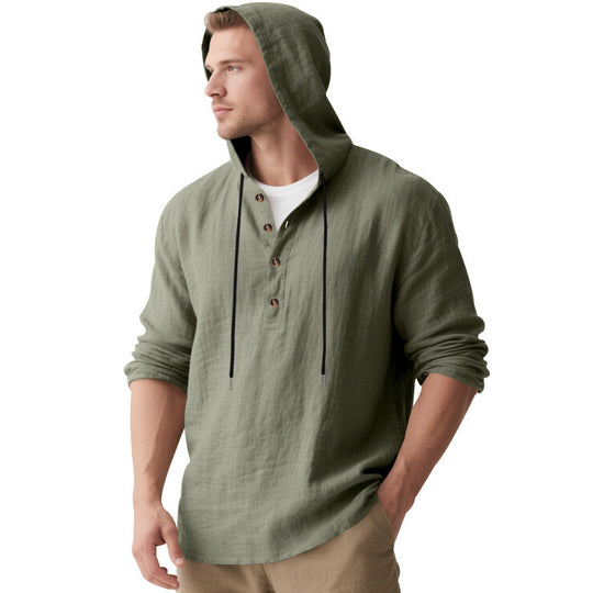 Herren Kapuzenshirt mit Knopfleiste und lässigem Schnitt EB