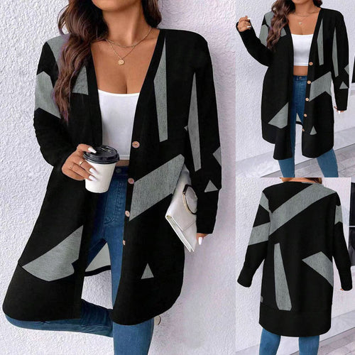Damen Oversized Strickjacke mit grafischem Design EB