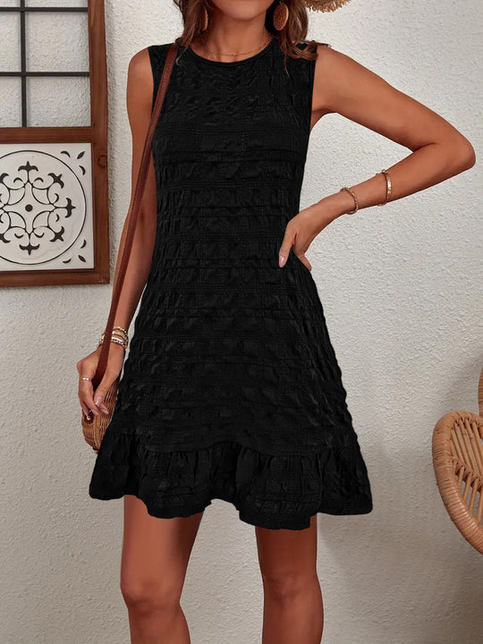Damen lässiges Sommerkleid mit Rüschensaum EB