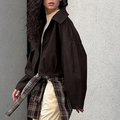 Damen modische cropped jacke mit voluminösen Ärmeln EB