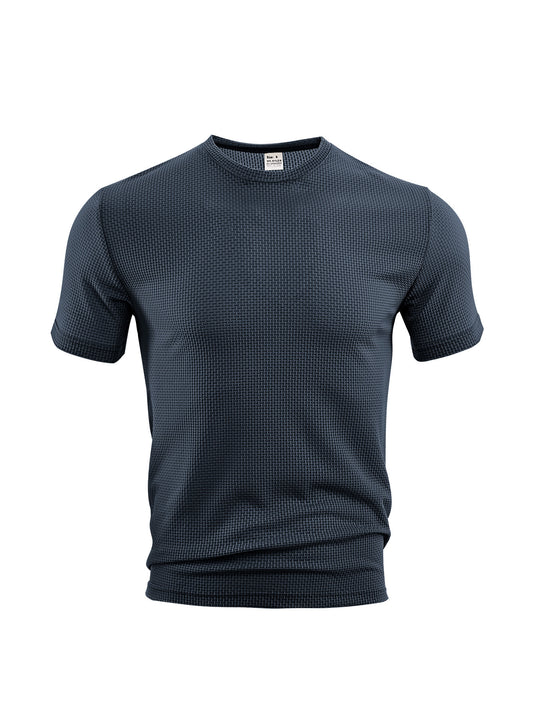 Herren nan Waffelstruktur-T-Shirt mit Rundhalsausschnitt und körpernaher Passform EB