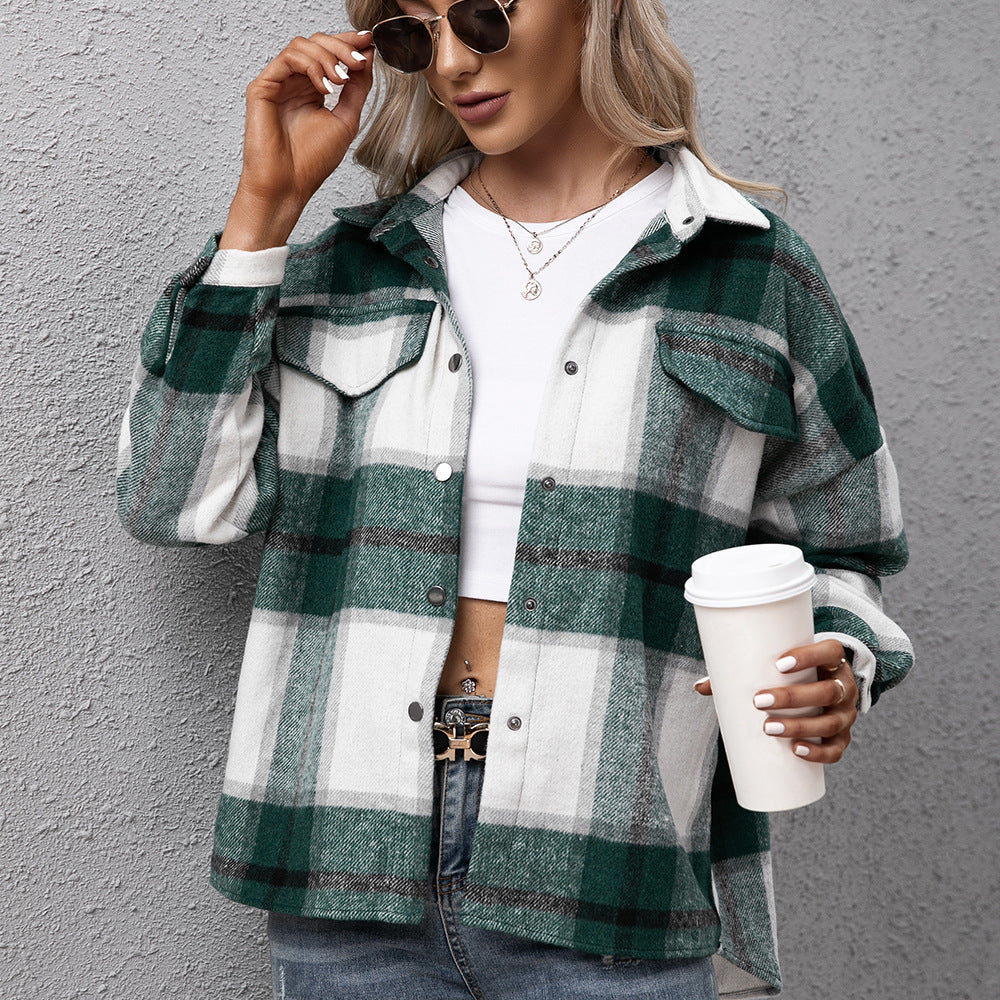 Damen Karierte Overshirtjacke im lässigen Schnitt EB