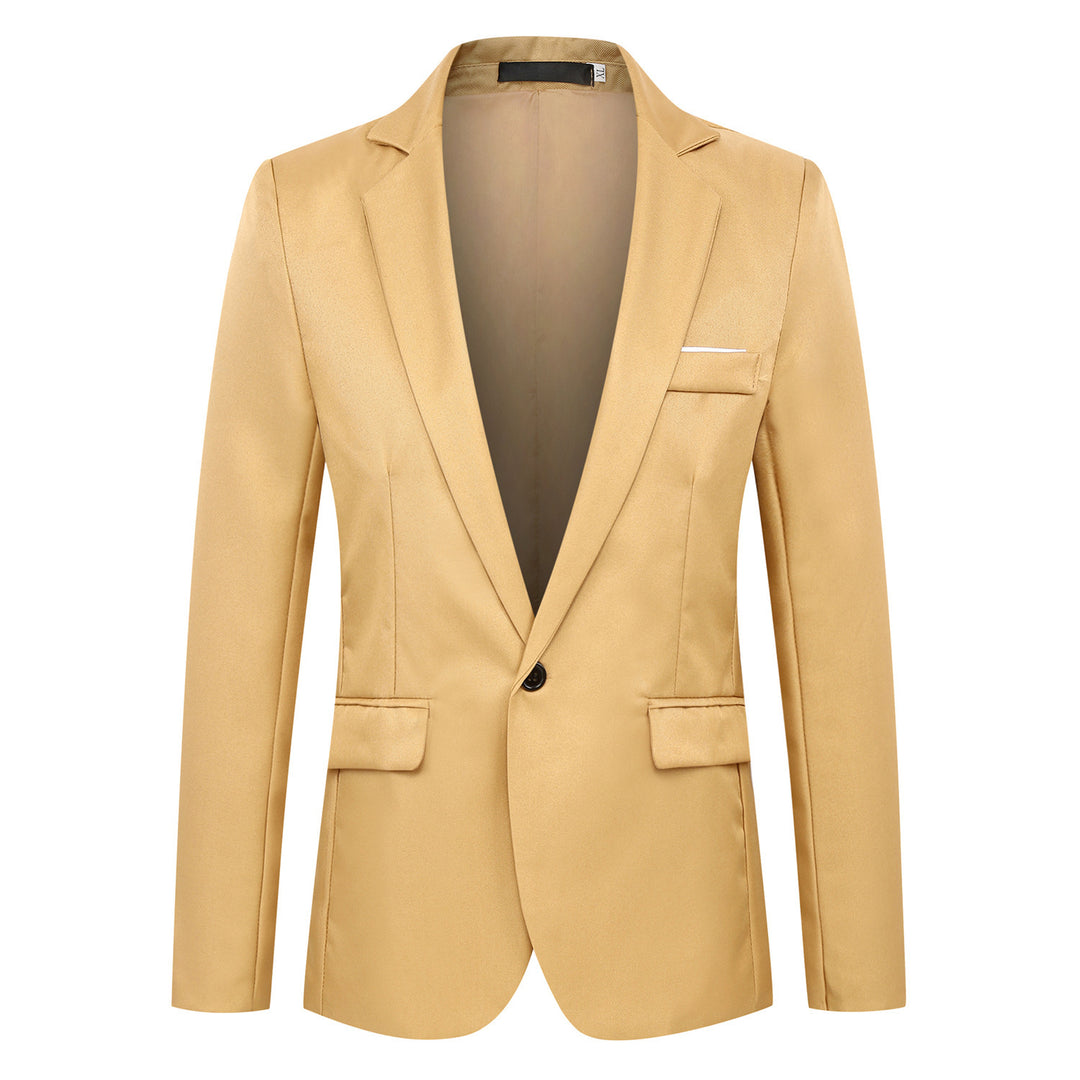Herren nan tailliertes Satin-Sakko mit schmaler Silhouette, Notch-Revers und dekorativer Brustpaspel EB
