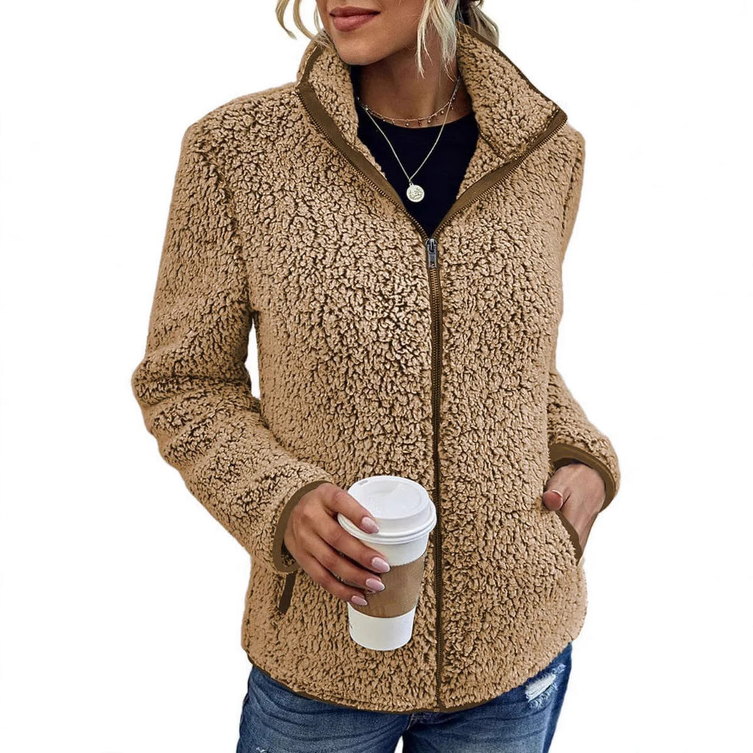 Damen Fleecejacke mit hohem Kragen und seitlichen Reißverschlusstaschen EB
