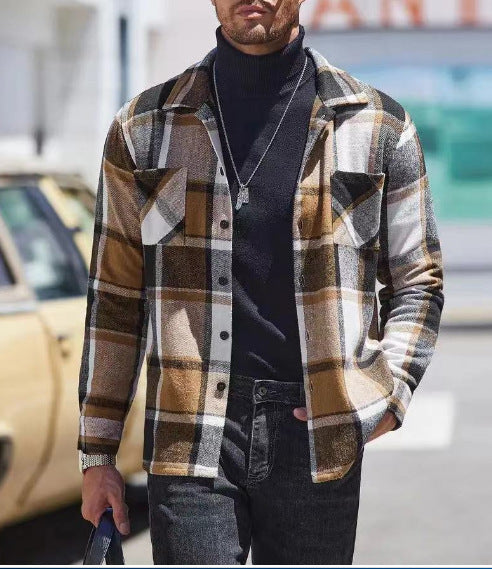 Herren lässige Karomuster Hemdjacke EB